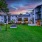 outdoor courtyard at dusk